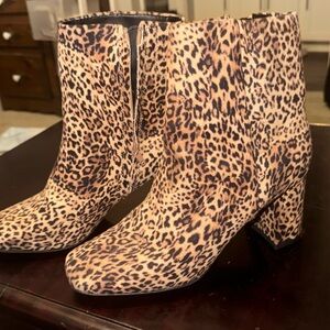 Leopard print Square toed booties
